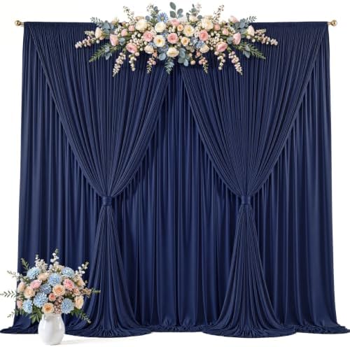 50ft x 10ft Navy Blue Backdrop Curtains, Navy Drapes for Backdrop Wrinkle Free Draping Fabric, alternate view 5