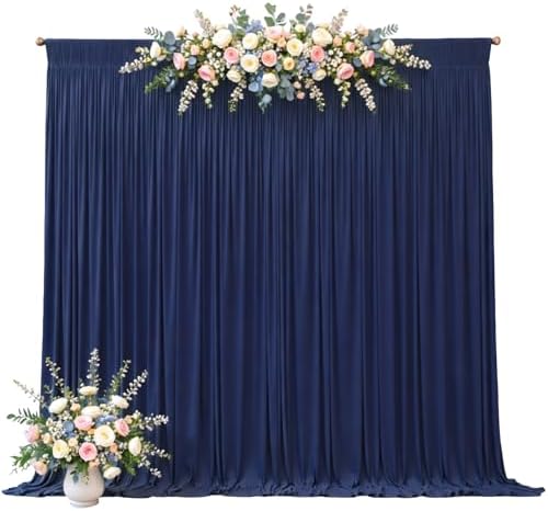 50ft x 10ft Navy Blue Backdrop Curtains, Navy Drapes for Backdrop Wrinkle Free Draping Fabric, alternate view 6