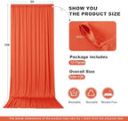 50ft x 10ft Orange Backdrop Drapes for Wedding Parties, 10 Panels Wrinkle-Free Polyester Fabric Background, alternate view 4