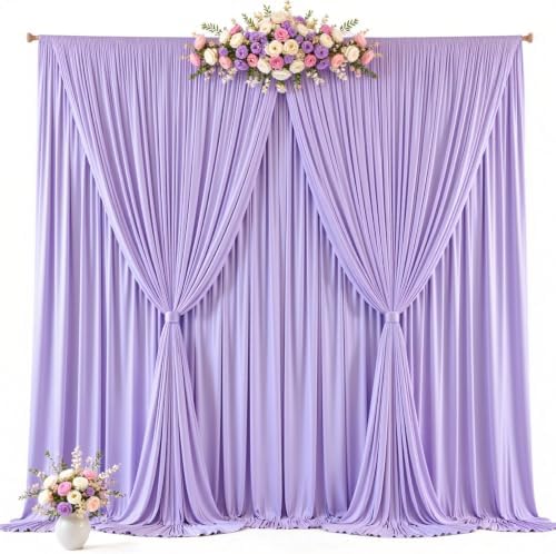 50ft x 10ft Purple Backdrop Curtains, Lavender Lilac Drapes Backdrop Fabric in 50 ft X 10 ft(10 Panels 5ft X, alternate view