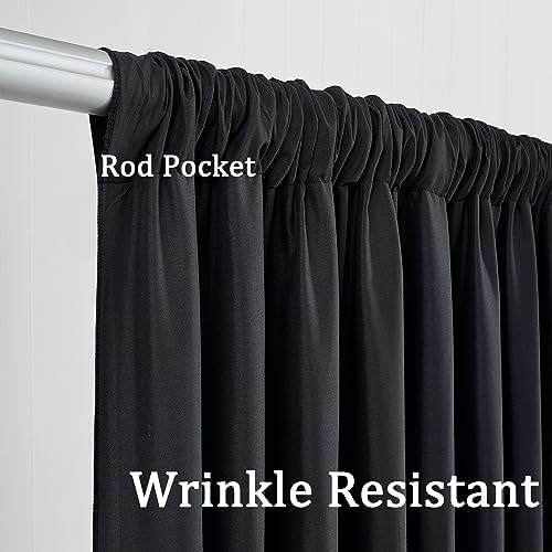 50ft x 10ft Thick Black Backdrop Curtain for Wedding Parties, 10 Panels Polyester Black Photo Backdrop Drapes, alternate view