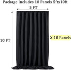 50ft x 10ft Thick Black Backdrop Curtain for Wedding Parties, 10 Panels Polyester Black Photo Backdrop Drapes, alternate view