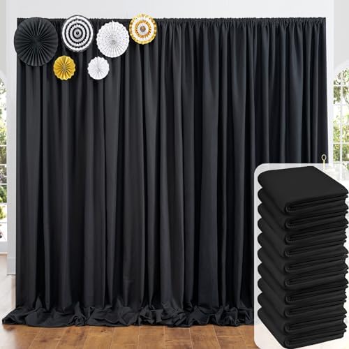 50ft x 10ft Thick Black Backdrop Curtain for Wedding Parties, 10 Panels Polyester Black Photo Backdrop Drapes, alternate view