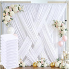 50ft x 10ft White Backdrop Curtain Panels for Parties, Thick Polyester 10 Panels Wedding Photo Backdrop Drapes