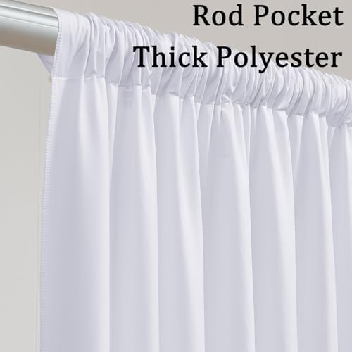 50ft x 10ft White Backdrop Curtain Panels for Parties, Thick Polyester 10 Panels Wedding Photo Backdrop Drapes, alternate