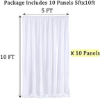 50ft x 10ft White Backdrop Curtain Panels for Parties, Thick Polyester 10 Panels Wedding Photo Backdrop Drapes, alternate