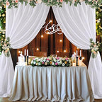 50ft x 10ft White Backdrop Curtain Panels for Parties, Thick Polyester 10 Panels Wedding Photo Backdrop Drapes, alternate