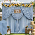 50ft x 10ft Wrinkle Free Dusty Blue Backdrop Curtain for Parties, 10 Panels 5x10ft Silky Polyester Backdrop