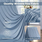 50ft x 10ft Wrinkle Free Dusty Blue Backdrop Curtain for Parties, 10 Panels 5x10ft Silky Polyester Backdrop, alternate view 3