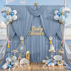 50ft x 10ft Wrinkle Free Dusty Blue Backdrop Curtain for Parties, 10 Panels 5x10ft Silky Polyester Backdrop, alternate view 5