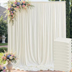 50ft x 10ft Wrinkle Free Ivory Backdrop Curtain for Parties, 10 Panels 5x10ft Silky Polyester Ivory Wedding