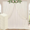 50ft x 10ft Wrinkle Free Ivory Backdrop Curtains for Parties, 10 Panels 5x10ft Polyester Ivory Photo Backdrop