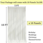50ft x 10ft Wrinkle Free Ivory Backdrop Curtains for Parties, 10 Panels 5x10ft Polyester Ivory Photo Backdrop, alternate view