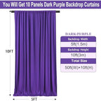 50ft x 10ft Wrinkle Free Purple Backdrop Curtains for Parties, Soft Silk Polyester Wedding Backdrop Drapes,10, alternate view