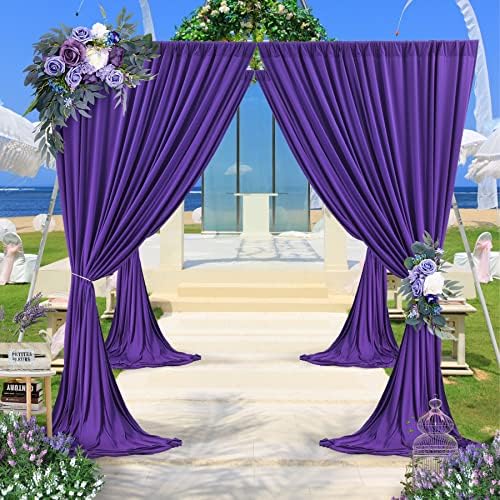 50ft x 10ft Wrinkle Free Purple Backdrop Curtains for Parties, Soft Silk Polyester Wedding Backdrop Drapes,10, alternate view