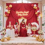 50ft x 10ft Wrinkle Free Red Backdrop Curtains for Parties, Polyester Photo Backdrop Drapes 10 Panels 5x10ft for, alternate