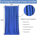 50ft x 10ft Wrinkle Free Royal Blue Backdrop Curtain for Party, Polyester Royal Blue Photo Backdrop Drapes 10, alternate view