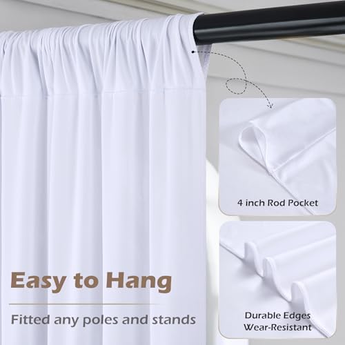 50ft x 10ft Wrinkle Free White Backdrop Curtains for Parties Wedding, 10 Panels 5x10ft Silky Soft Polyester, alternate view 6