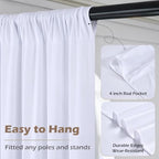 50ft x 10ft Wrinkle Free White Backdrop Curtains for Parties Wedding, 10 Panels 5x10ft Silky Soft Polyester, alternate view 6