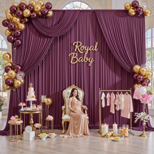50ft x 12ft Burgundy Backdrop Curtains for Parties, Wrinkle Free 10 Panels Photo Backdrop Drapes Back Drop Cloth, alternate