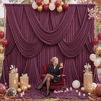 50ft x 12ft Burgundy Backdrop Curtains for Parties, Wrinkle Free 10 Panels Photo Backdrop Drapes Back Drop Cloth, alternate