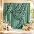 50ft x 12ft Grayish Green Backdrop Curtains for Parties, Wrinkle Free 10 Panels Photo Backdrop Drapes Back Drop, alternate