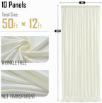 50ft x 12ft Ivory Wrinkle-Free Backdrop Curtain for Wedding Parties, Thick Polyester 10 Panels 5x12ft for, alternate view 6