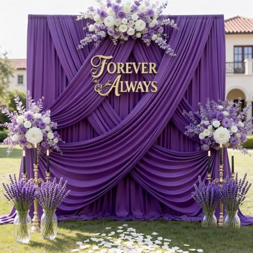 50ft x 12ft Purple Backdrop Curtains for Parties, Wrinkle Free 10 Panels Photo Backdrop Drapes Back Drop Cloth
