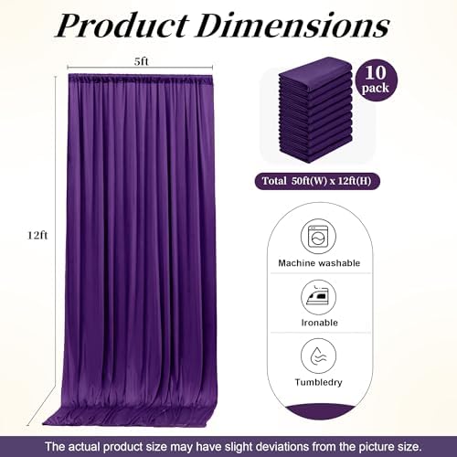 50ft x 12ft Purple Backdrop Curtains for Parties, Wrinkle Free 10 Panels Photo Backdrop Drapes Back Drop Cloth, alternate