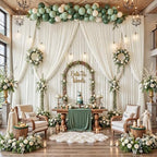 50ft x 12ft Wrinkle Free Ivory Backdrop Curtains for Parties, 10 Panels Silky 12FT Long Photo Backdrop Drapes, alternate view