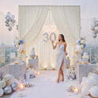 50ft x 12ft Wrinkle Free Ivory Backdrop Curtains for Parties, 10 Panels Silky 12FT Long Photo Backdrop Drapes, alternate view