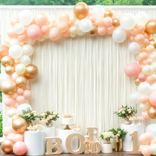 50ft x 12ft Wrinkle Free Ivory Backdrop Curtains for Parties, 10 Panels Silky 12FT Long Photo Backdrop Drapes, alternate view