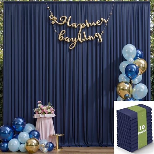 50ft x 12ft Wrinkle Free Navy Blue Backdrop Curtains for Parties, 10 Panels 12FT Long Photo Backdrop Drapes, alternate view 2