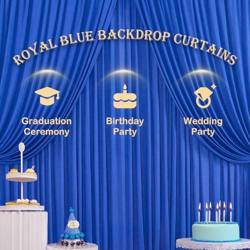50ft x 12ft Wrinkle Free Royal Blue Backdrop Curtains for Parties, 10 Panels 12FT Long Photo Backdrop Drapes, alternate view