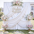 50ft x 12ft Wrinkle Free White Backdrop Curtains for Parties, 10 Panels 12FT Long Silky Polyester Photo Backdrop, alternate