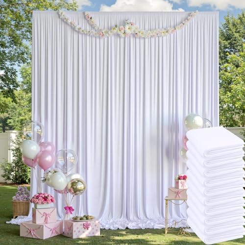 50ft x 14ft Wrinkle Free White Backdrop Curtains for Parties, 10 Panels 14FT Long Photo Backdrop Drapes Silky, alternate view