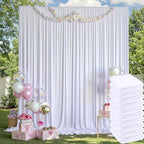 50ft x 14ft Wrinkle Free White Backdrop Curtains for Parties, 10 Panels 14FT Long Photo Backdrop Drapes Silky, alternate view