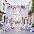 50ft x 14ft Wrinkle Free White Backdrop Curtains for Parties, 10 Panels 14FT Long Photo Backdrop Drapes Silky, alternate view