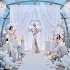 50ft x 14ft Wrinkle Free White Backdrop Curtains for Parties, 10 Panels 14FT Long Photo Backdrop Drapes Silky, alternate view