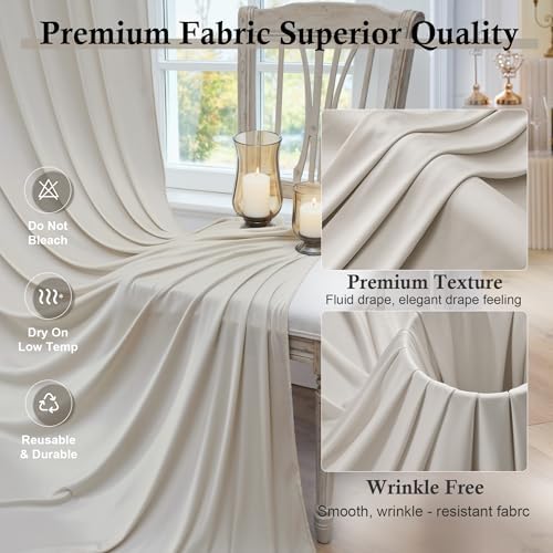 50ft x 15ft Beige Backdrop Curtains for Wedding Parties, 10 Panels Extra Long Wrinkle Free Fabric Drapes Photo, alternate