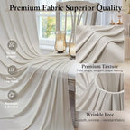 50ft x 15ft Beige Backdrop Curtains for Wedding Parties, 10 Panels Extra Long Wrinkle Free Fabric Drapes Photo, alternate