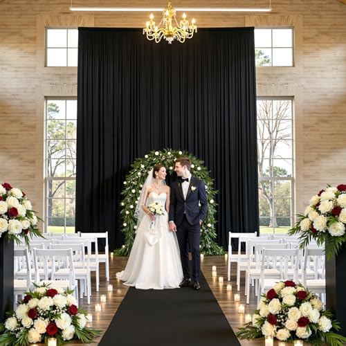 50ft x 15ft Black Backdrop Curtains for Parties, Wrinkle Free 10 Panels Photo Backdrop Drapes Back Drop Cloth, alternate view
