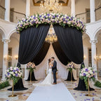 50ft x 15ft Black Backdrop Curtains for Parties, Wrinkle Free 10 Panels Photo Backdrop Drapes Back Drop Cloth, alternate view