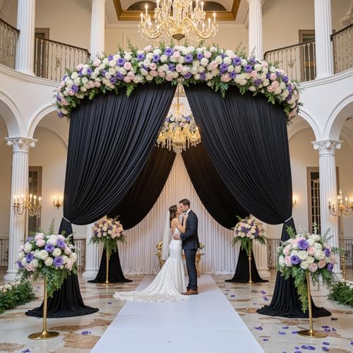 50ft x 15ft Black Backdrop Curtains for Parties, Wrinkle Free 10 Panels Photo Backdrop Drapes Back Drop Cloth, alternate view