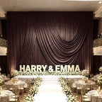 50ft x 15ft Brown Backdrop Curtain for Wedding Party 10 Panels 5x15ft Wrinkle Free Silky Polyester Backdrop, alternate view 4