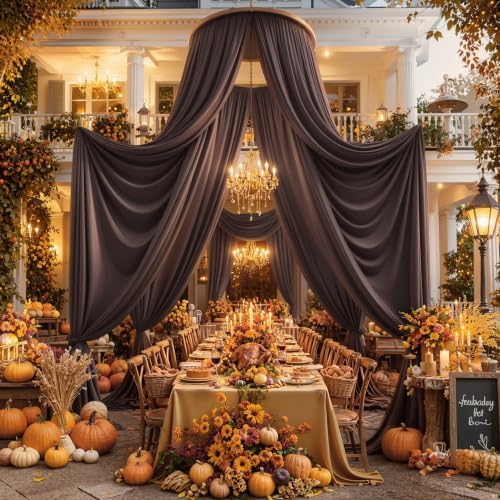 50ft x 15ft Brown Backdrop Curtains, Wrinkle Free Drapes Back Drop Cloth in Brown, alternate view 2