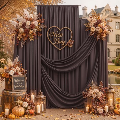 50ft x 15ft Brown Backdrop Curtains, Wrinkle Free Drapes Back Drop Cloth in Brown, alternate view 6
