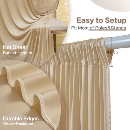 50ft x 15ft Champagne Backdrop Curtain for Wedding Party 10 Panels 5x15ft Wrinkle Free Silky Polyester Backdrop, alternate