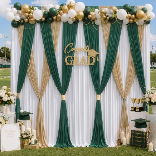 50ft x 15ft Champagne Backdrop Curtain for Wedding Party 10 Panels 5x15ft Wrinkle Free Silky Polyester Backdrop, alternate