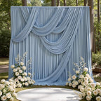 50ft x 15ft Dusty Blue Backdrop Curtains for Wedding Parties, 10 Panels Extra Long Wrinkle Free Fabric Drapes